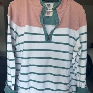 Fat Face Pink and Green Striped Pullover
